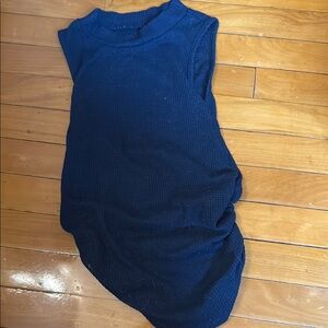 SHEIN Blue Asymmetrical Ruched Muscle Tee